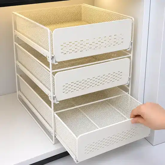Stackable Sliding Wire Storage Basket Organizer