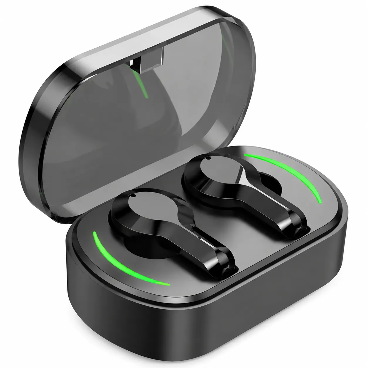 Transparent Lid Wireless Bluetooth Earbuds with Fast Charging Case